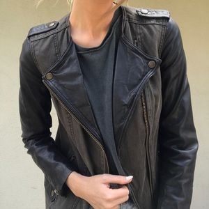 Free People Distressed Leather Jacket